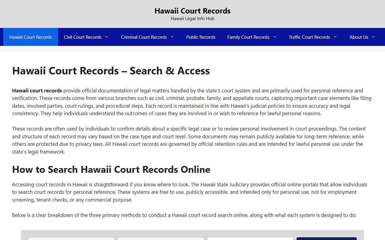 Kaneohe court case information First Circuit criminal records