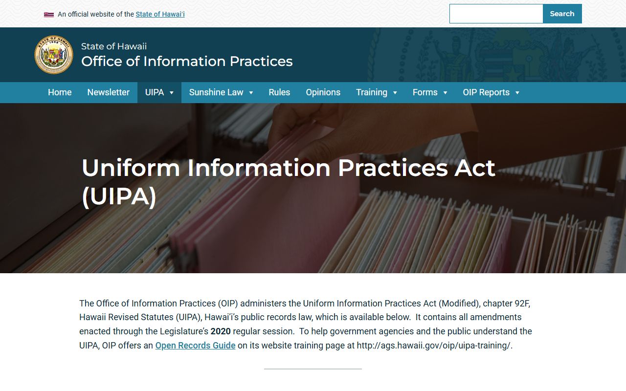 Hawaii criminal court records Hawaii UIPA Uniform Information Practices Act